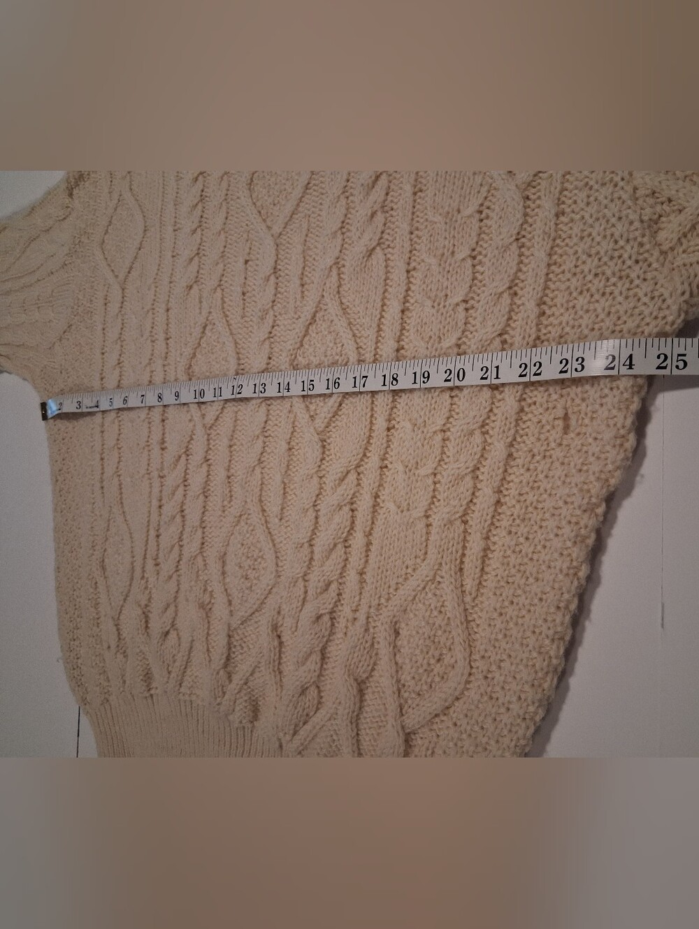 VTG James Pringle Men's Small Wool Sweater Cable Knit Fishermans Aran Scotland - Picture 8 of 10